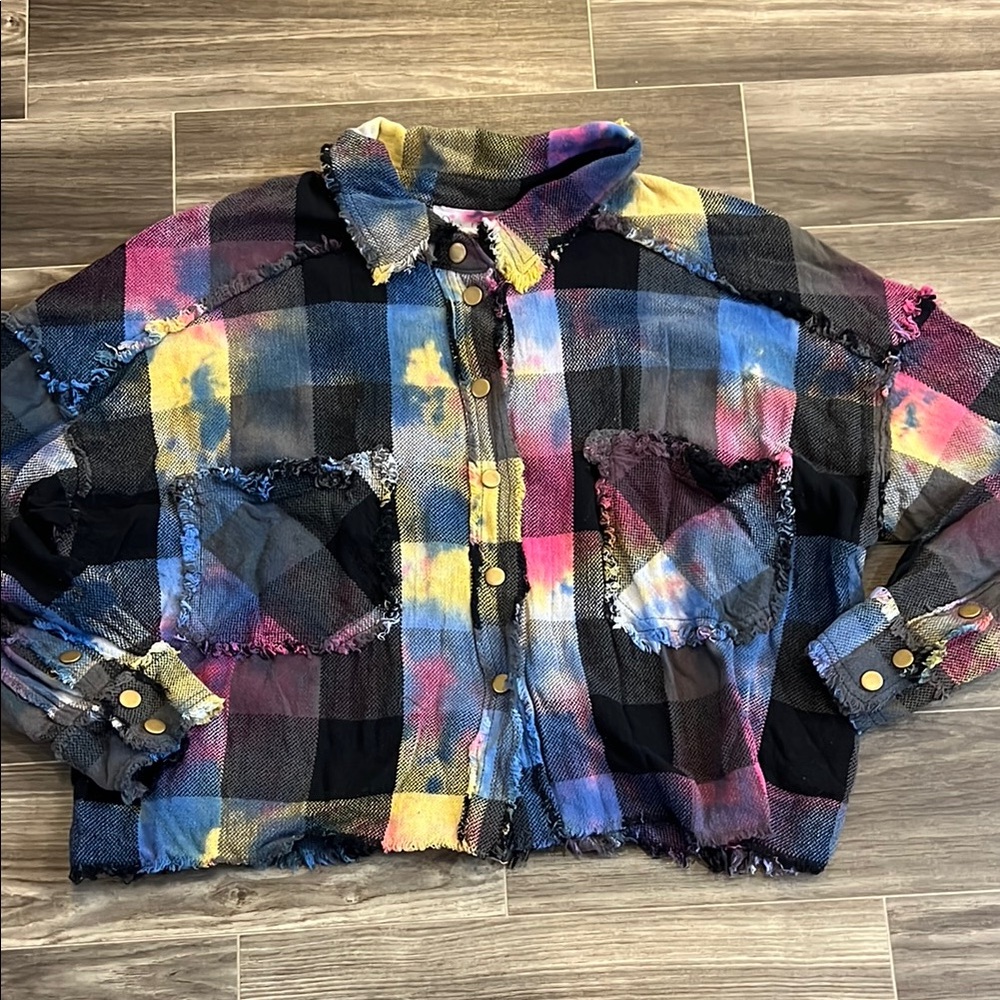 Oli & Hali Women’s Colorful Plaid Button-Up Top size L